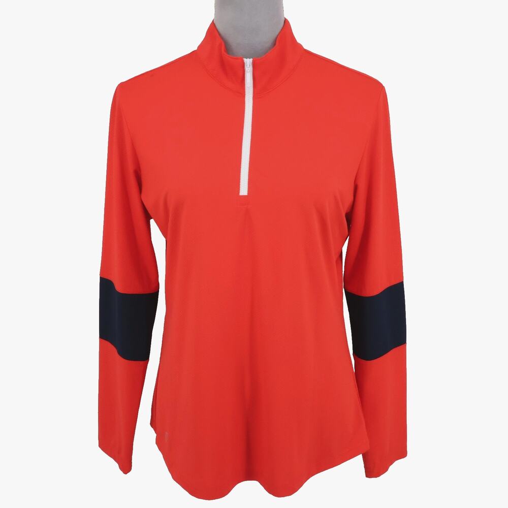 GG blue Womens Large Red Orange Exercise Top Quarter Zip Mock Neck Exercise Gym